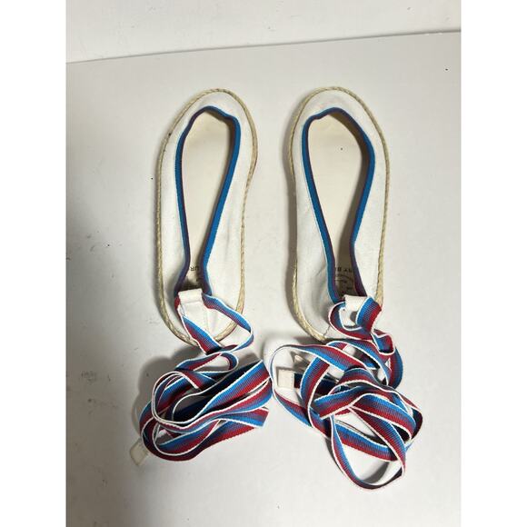 Tory Burch EUC White Canvas 3-D Ballet Espadrille Sneaker Ankle Wrap Toe Shoe 7 - Picture 6 of 7